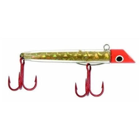 Got-Cha Mylar Minnow Series Plug, 3, 1 Oz, Size 2 4 Hook, Red Gold PrismRed Hook G151RH-GS